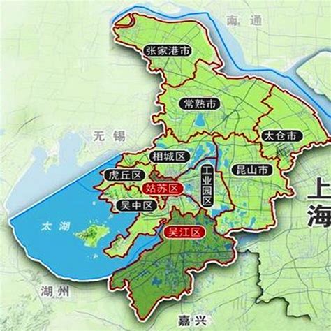 地图看【苏州】行政区划，5个市辖区、代管4个县级市