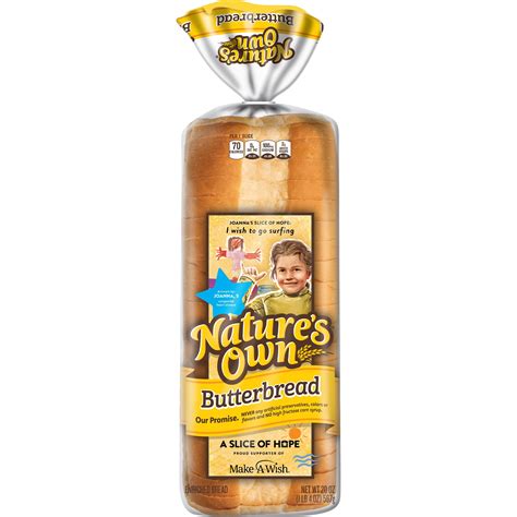 Nature's Own Butterbread Soft White Bread Loaf, 20 oz - Low-Fat, No ...