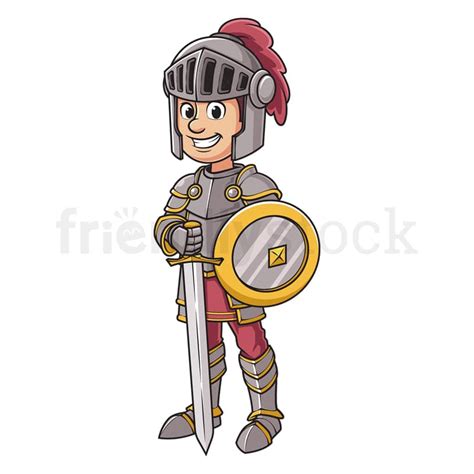 Cartoon Medieval Knight In Armor Vector Clip Art Illustration ...