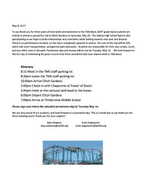 Fillable Online timberview asd20 Itinerary: 8:15 Meet in the TMS staff ...