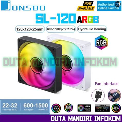 Jual Jonsbo SL-120 ARGB - 120mm PWM Cooling Fan - Black Edition ...