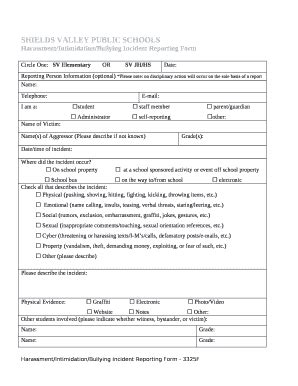 Harassment/Intimidation/Bullying Incident Reporting Doc Template ...