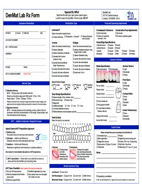 Fillable Online www.denmat.com ca mediaDenMat Lab Phone: 1-800-872-8384 ...