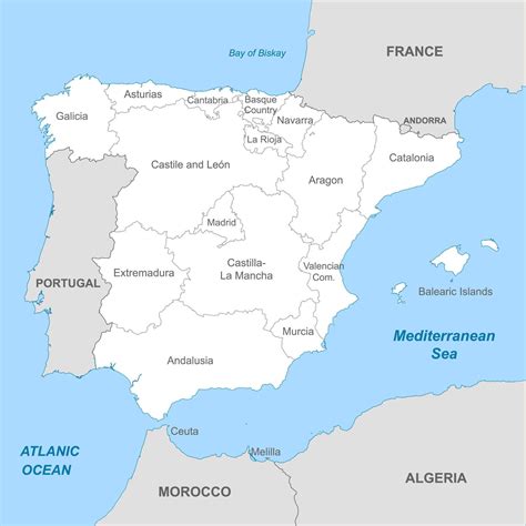 Political map of Spain with borders with borders of regions 21807648 ...