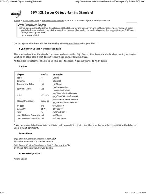 Image result for Microsoft SQL Server Naming Conventions
