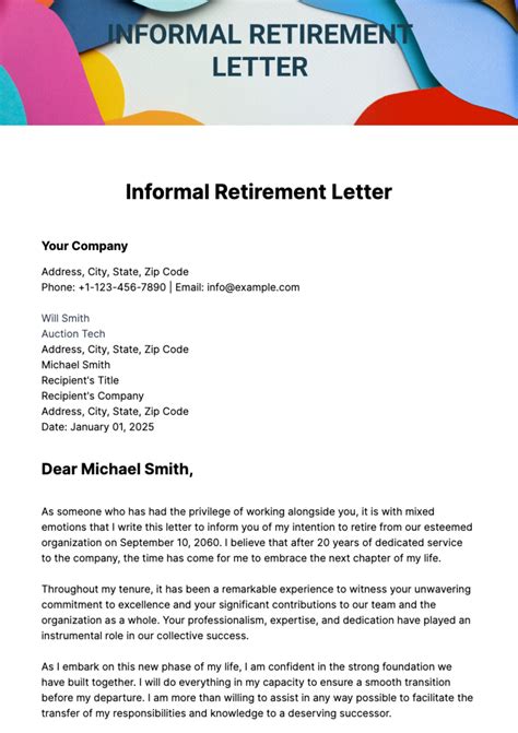 FREE Retirement Letter Templates & Examples - Edit Online & Download