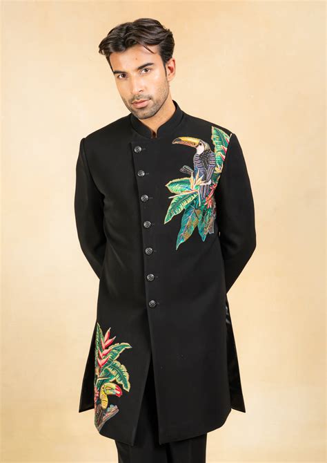 black angrakha indowestern with embroidery – Bonsoir