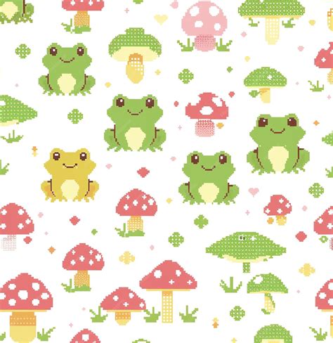 A colorful wallpaper with a frog and mushrooms and mushrooms | Premium ...