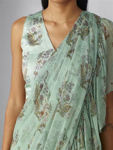 Floral Ruffle Pre Drape Saree