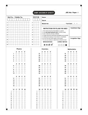 Omr Answer Sheet - Fill Online, Printable, Fillable, Blank | pdfFiller