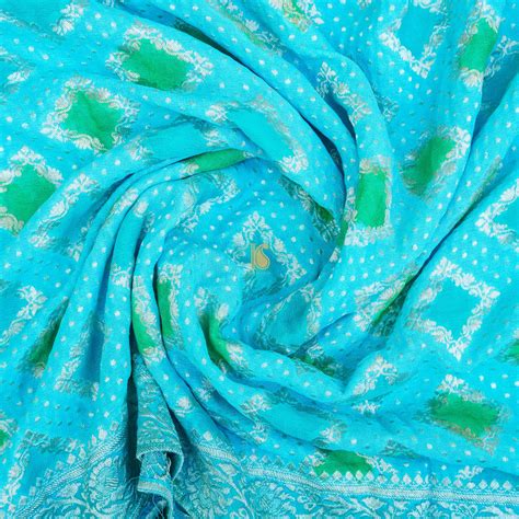 Blue Pure Georgette Blue Banarasi Stole – Khinkhwab