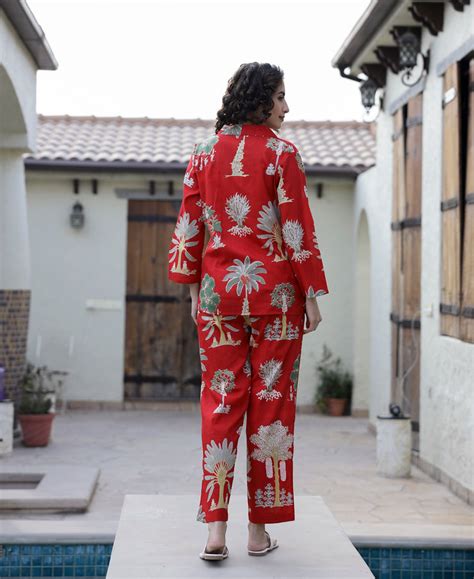 Maroon Pure Cotton Night Suit Set – Sanskruti Homes