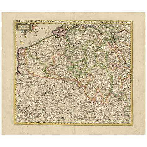Antique Map of Part of Flanders 'Belgium' by F. de Wit 'circa 1680' For ...