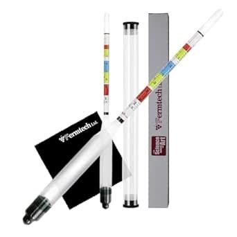 Fermtech Glass Triple Scale Hydrometer. Test The ABV, Brix & Gravity of ...