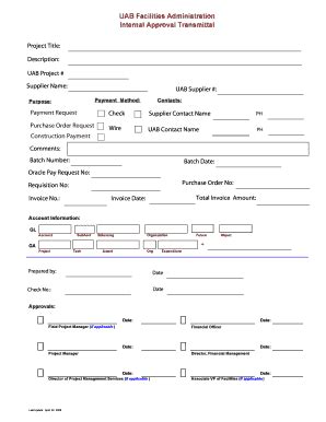 Copy Of Internal Approval Transmittal Form.pdf - Facilities - Fill and ...