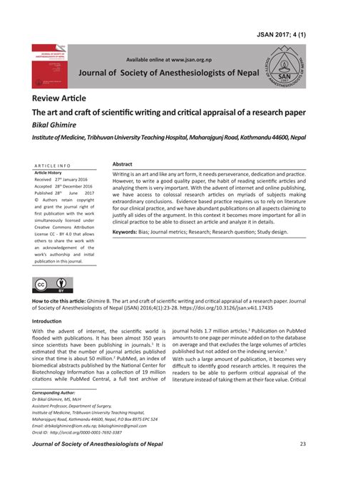 Image result for Critque of a Scientific Paper Example