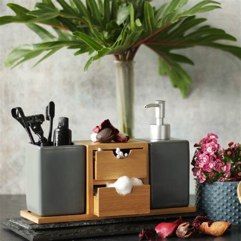 Waabi-Saabi Ceramic Bathroom Accessories Set - 3-Piece Modern Bathroom ...