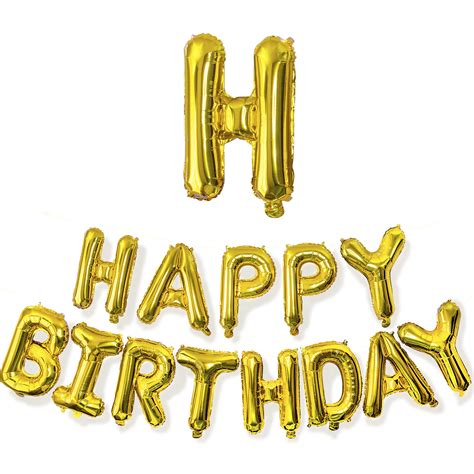 Buy Stratton.I Happy Birthday Banner Balloons Party Sign Banners, Gold ...