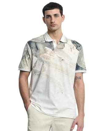 Buy MUFTI Off-White Graphic Polo T Shirt at Amazon.in