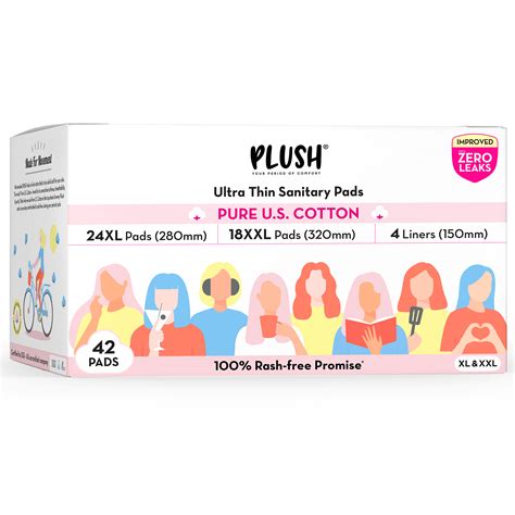 Plush Period Care | 100% Rash Free Cotton Sanitary Pads, Panty Liners