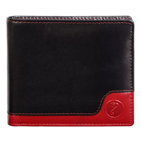 Buy Campeon Black and Red VT Genuine Leather RFID Protected Men's ...