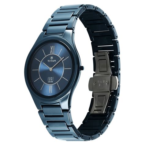 Buy Online Titan Edge Ceramic Slim Ceramic Strap Glossy Electric Blue ...