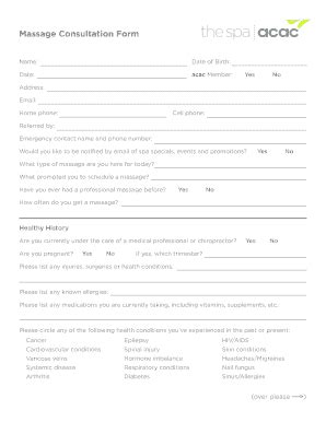 Fillable Online Massage Consultation Form Fax Email Print - pdfFiller