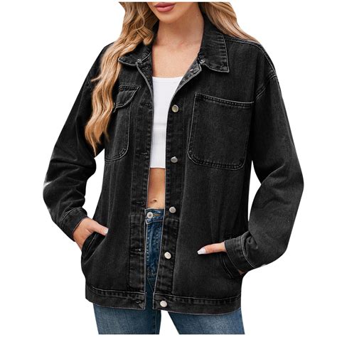 LAJPXKHY Jean Jacket for Women Trendy Stretchy 2024 Lightweight Denim ...