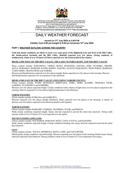 Daily weather forecast(12 July 2025)