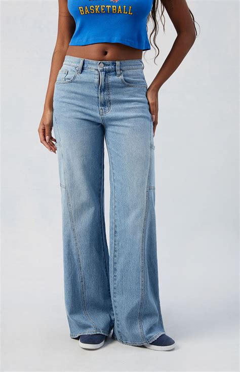 Pacsun Wide Leg Jeans Stretch Paneled Medium Indigo | Pacsun