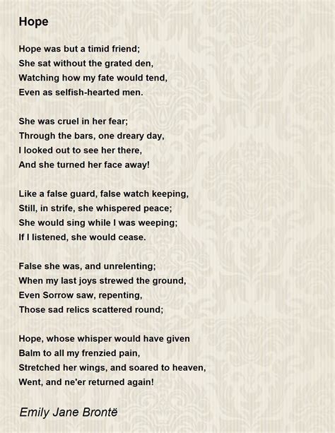 Hope Poem by Emily Jane Brontë - Poem Hunter