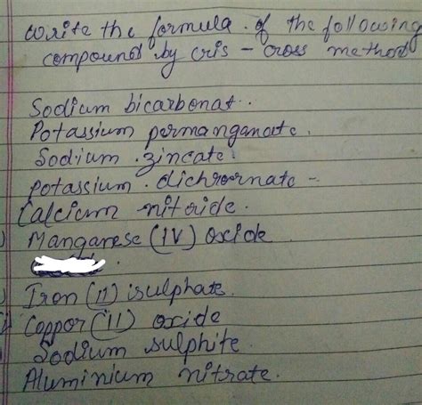 write the formula of the following compound by Criss cross method ...
