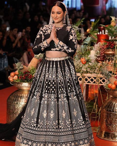 Black Glam Fox Georgette Sequin Embroidered Lehenga Set with