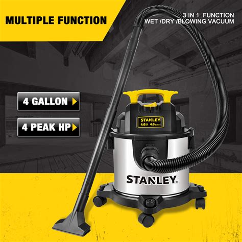 Buy Stanley 4 Gallon Wet Dry Vacuum, 4 Peak HP Stainless Steel 3 in 1 ...