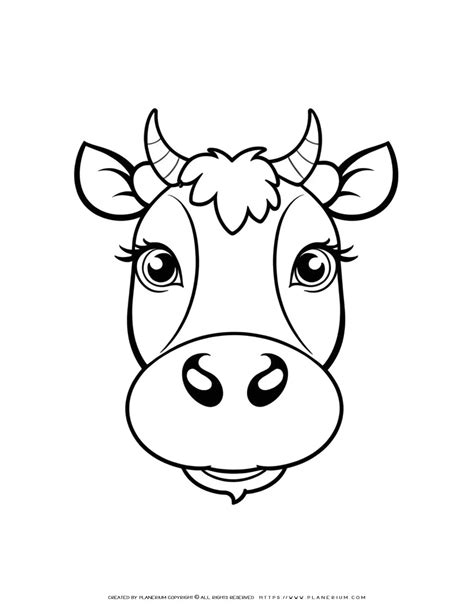 Cow Face Coloring Mask Template Pages Drawing Head Animal Printable ...