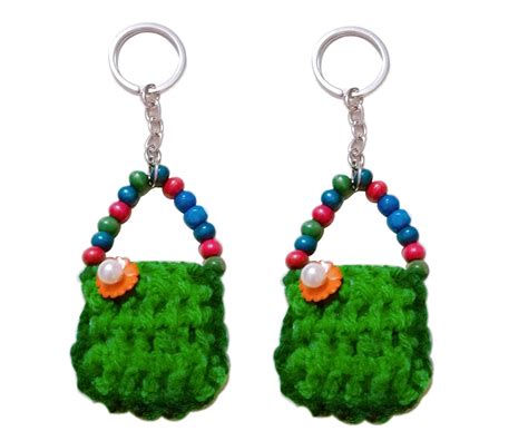 Ekansh Decor Handmade Crochet 2 Bag Key Chain Green : Amazon.in: Fashion