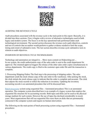 Image result for Audit Objective of Revenue Cycle Control and Test Control.pdf