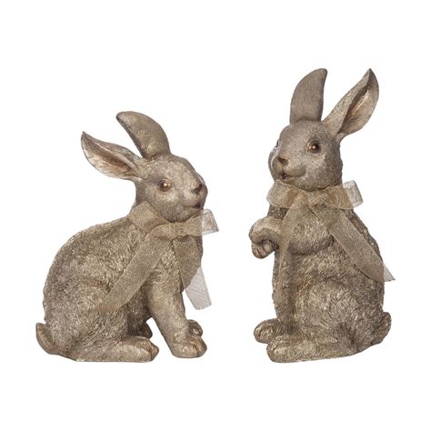 Transpac Gold Bunny Figurines Set of 2 Decorative Resin Accents for ...