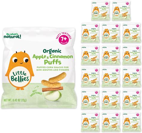 Amazon.com: Little Bellies Organic Apple & Cinnamon Puffs Baby Snack ...