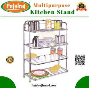 Patelraj Utensil Kitchen Rack Steel Kitchen Stand 22*28 inch Wall ...