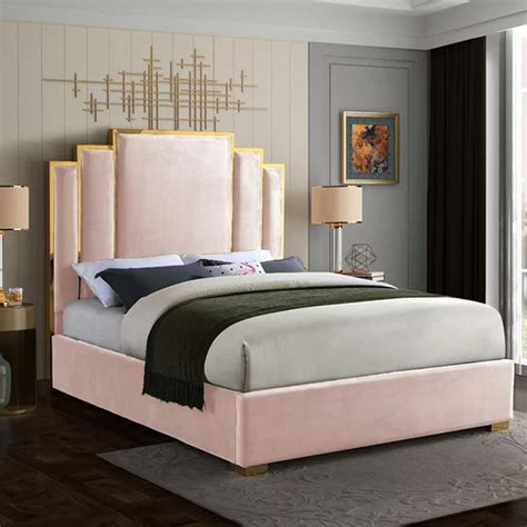 Harlen Velvet Bed Frame in Pink Color from AED 1449 | A to Z Furniture