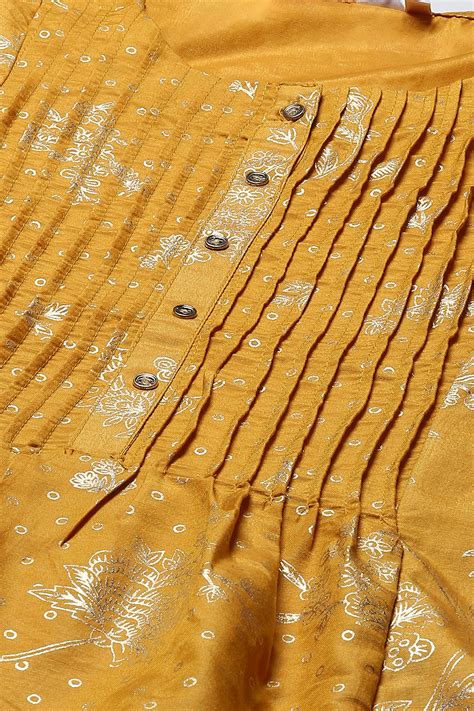Ochre Art Silk Flared 2 Piece Set