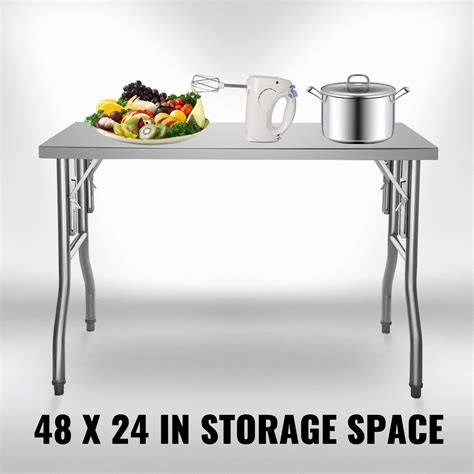 VEVOR Commercial Worktable Workstation 48 x 24 Inch Folding Commercial ...