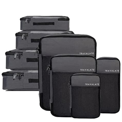 TRAVALATE Metal 8 Set Packing Cubes 4 Various Sizes Travel Luggage ...