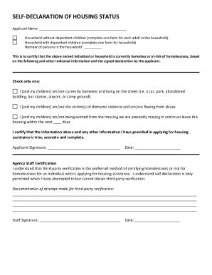 Fillable Online SELF DECLARATION OF HOUSING STATUS - MHDC Fax Email ...