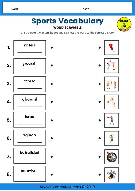 Sports Worksheet 的图像结果