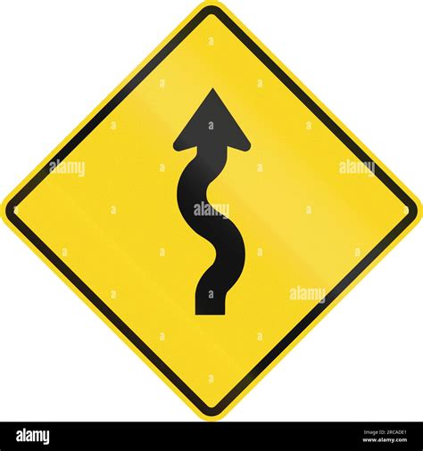 Warning road sign in Canada - Series of curves first to right ahead ...