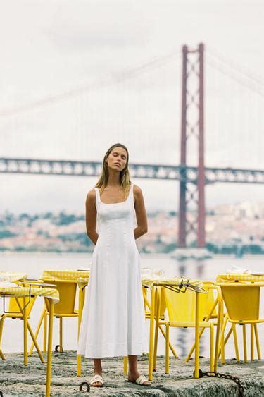 STRAPPY LINEN BLEND MIDI DRESS - White | ZARA India