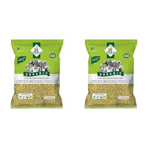 24 Mantra Organic – Green Moong Whole/sabut/saboot, 1kg (Pack of 2 ...