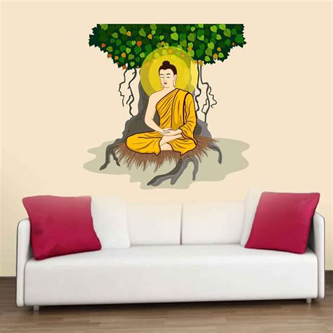 Wall Attraction Gautam Buddha Under The Tree Wall Sticker & Mural ...